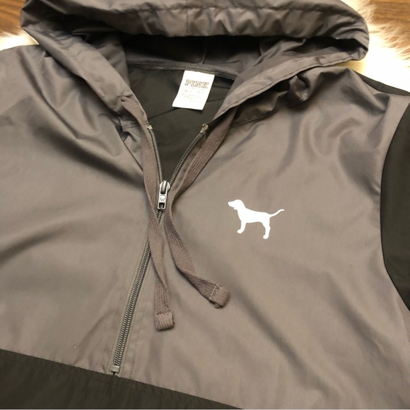 PINK VICTORIA’S SECRET Black Gray Windbreaker Anorak Half-Zip Jacket - Picture 6 of 10